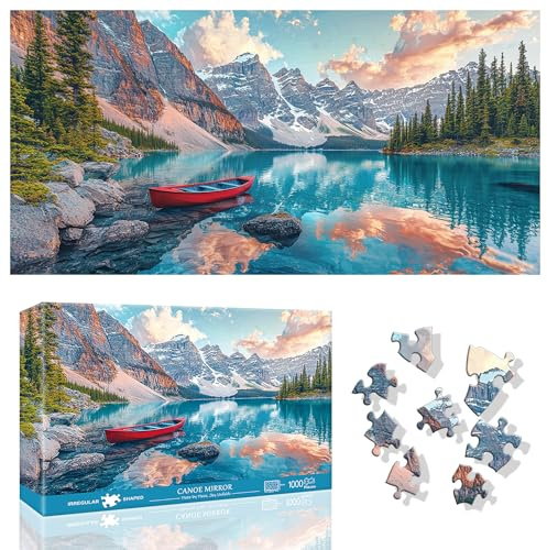 Ginfonr Puzzle 1000 Teile 《Canoe Mirror 》 Puzzle Erwachsene Herausforderndes Rätsel,Puzzlespiele Für Die Ganze Familie, EIN Festliches Geschenk Für Freunde in Einer Schönen Verpackung Landschaft