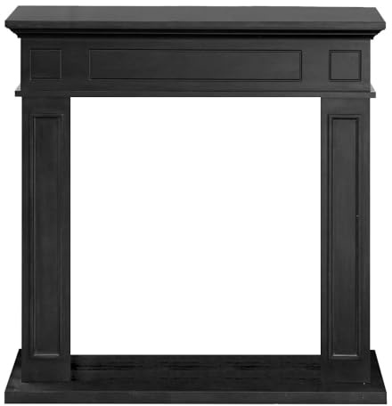 Cornice per camino rivestimento in legno L89,5xH90,5xP28 Jefferson Nero