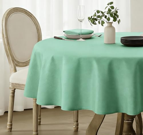 Softalker Tischdecke Teal rund 120 cm Durchmesser Outdoor Tischdecken abwaschbar Frühling Gartentischdecke Tischtuch Tischwäsche Wohnzimmertisch Table Cloth für Camping, Garten, Hochzeiten, Geburtstag