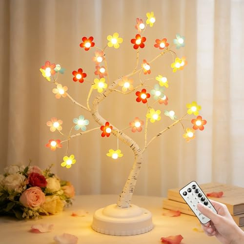 Kertaym LED Baum Frühlingsdeko Innen, 35 LED Lichterbaum Mit Fernbedienung, Deko Frühling Innen, Lichterbaum Mit 8 Lichtmodi, Osterdeko Baum Zur Dekoration Von Wohnzimmern (A)