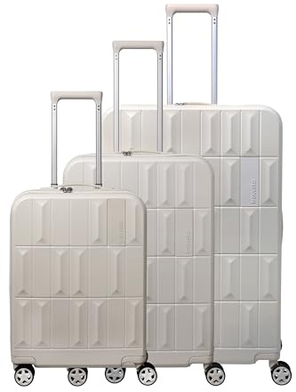 Travelite Hartschalenkoffer Set PANELLO, 3-teilig S/M/L, alle Größen mit TSA-Kombinationsschloss und 4 Doppelrollen, Rollkoffer Set aus ABS mit Handgepäck