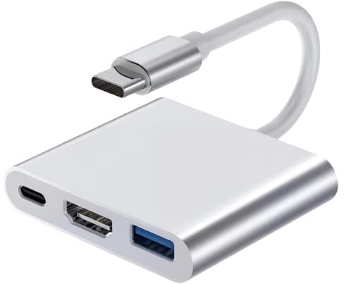USB C to HDMI Adapter, 3 in 1 HDMI to USB C Digital AV Multiport Adapter, USB Type-C to HDMI 4K with USB 3.0 & 100W PD Quick Charging Port Compatible with iPhone17/16, MacBook Pro Air/iPad Pro/Surface