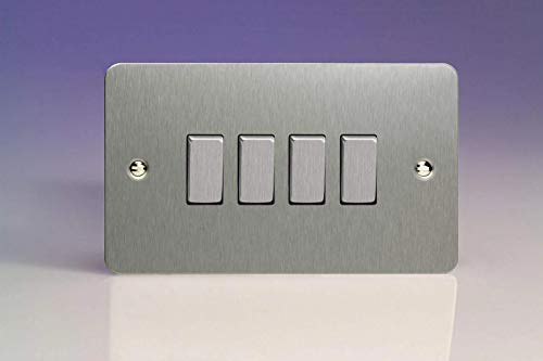 Varilight XFS9D 4 Gang 10A 1 Or 2 Way Rocker Switch In Brushed Steel