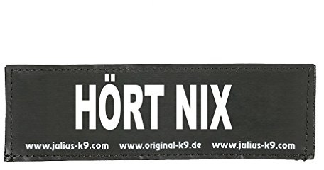 Interchangeable Patches, 1 pair, HÖRT NIX, Size: Large, Black