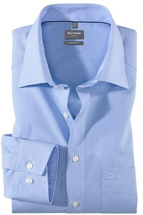 OLYMP Herren Oberhemd Langarm Luxor,Vichy Karo,Comfort fit,New Kent,bleu 11,50