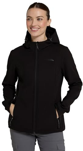 Mountain Warehouse Exodus Womens Softshell Jacket - Breathable, Adjustable, Water & Wind Resistant Ladies Coat - For Autumn, Winter, Walking, Everyday wear Black Women's Size 14
