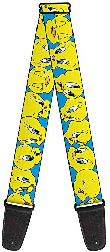 Buckle-Down Guitar Strap Tweety Bird Close Up Expressions Baby Blue 2 Inches Wide