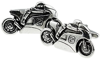 Gtr Herren-Manschettenknöpfe X2TSBCP02, aus englischem Sport-Motorrad, Zinn, in Kunstlederbox