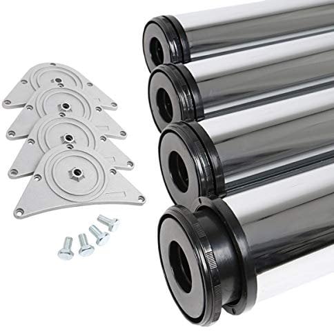 MS Beschläge® 4er Set Tischbeine Möbelfüße Tischstempel Höhe 870mm ø 80mm Chrom glänzend