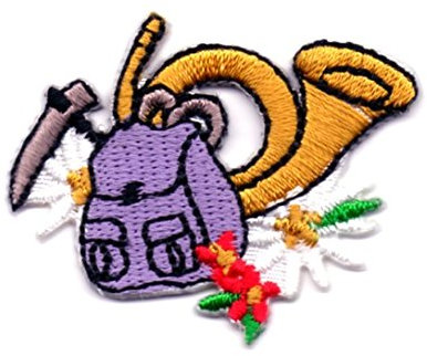 Aufnäher Bügelbild Aufbügler Iron on Patches Applikation Rucksack Horn 4,3x3,5cm vor148-6