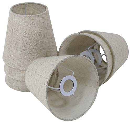 Eastlion Lampenschirm 6er Pack 5.5/Ø14cm E14 E27 Lampenschirm for Flachs Kerze Kronleuchter Wandleuchte Pendelleuchte Tischlampe,Leinen