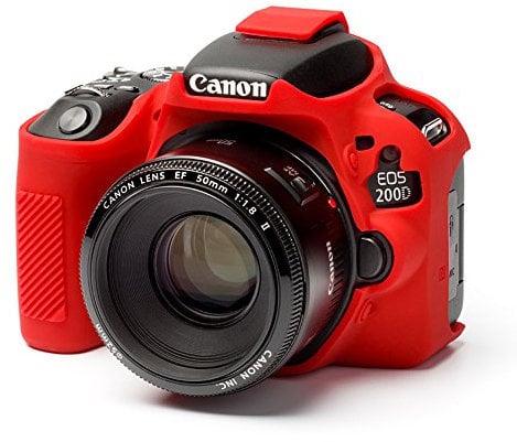 easyCover - Silikon Kameratasche - Schutz für Ihre Kamera - Canon 200D/250D/SL2/SL3 - Rot