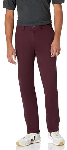 Amazon Essentials Men's Athletic-Fit Casual Stretch Chino Trouser (Available in Big and Tall), Burgundy, 36W / 30L