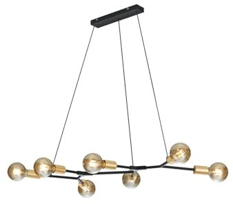 7-flammige Pendelleuchte aus Metall Schwarz Bronze, Breite 91cm