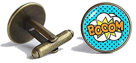 Bloody devil Manschettenknöpfe, personalisierbar, Geschenk für Ihn, Boom-Manschettenknöpfe, Zitat, Schmuck, Zitat, Booom-Comic-Buch, Geschenk, Manschettenknöpfe Pop-Art-Comic-Schmuck, Kunst-Schmuck,