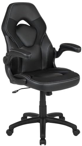 Flash Furniture X10 Gaming-Stuhl, ergonomischer Bürostuhl für PC- und Gaming-Setups, verstellbarer Gamer-Stuhl mit Rückenunterstützung, LeatherSoft, Schwarz
