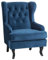 Ohrensessel Samt blau mit Holzbeinen Armlehnen Chesterfield-Stil Alta