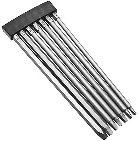 Gasea 7PCS 1/4 Tige Hexagonale Embouts de Tournevis à Tête Carrée Magnétiques 150mm Longeur Tête Carrée Tournevis Perceuse Électrique Bit SQ1, SQ2, SQ2.5, SQ2.7, SQ3, SQ4, SQ5