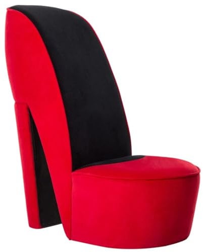 vidaXL Schuhsessel High Heel Design Sessel Stuhl Polstersessel Wohnzimmersessel Loungesessel Relaxsessel Hocker Sitzhocker Rot Samt