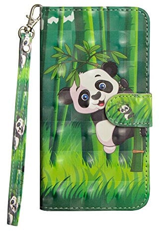 iPhone SE 2020 Phone Case, iPhone 7 / 8 Case Flip 3D PU Leather Wallet Case Soft TPU Shockproof Shell Bumper Protective Cover for iPhone 7/8/SE 2020 with Magnetic Stand Card Holder - Panda & Bamboo