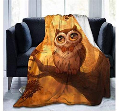 FANSU Kuscheldecke Flanell Decke, 3D Drucken Microfaser Flauschig Weich Warm Plüsch Wohndecke Fleece Tagesdecke Decke für Sofa und Bett (Eule,150x220cm)
