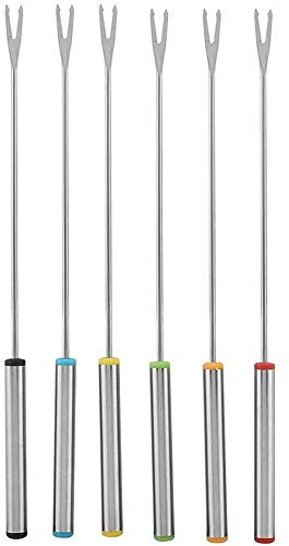 6 Stück/Set Edelstahl-Fondue-Gabeln Schokoladenkäse-Dessert-Fondue-Topfgabeln Langstielige Silbergabeln für die Haushaltsküche 24 cm