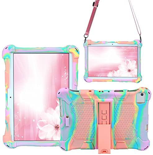 AKNICI Silikon Hülle für Blackview Tab 15/Tab10/Tab9/Tab8,TECLAST P20S/M40S/M40 Pro/P20HD/M40,YESTEL T5,Dragon Touch Notepad 102,HiGrace 10 Zoll,Lectrus X11/P30,FancyDay 10 Zoll,Schultergurt,Rose Rosa