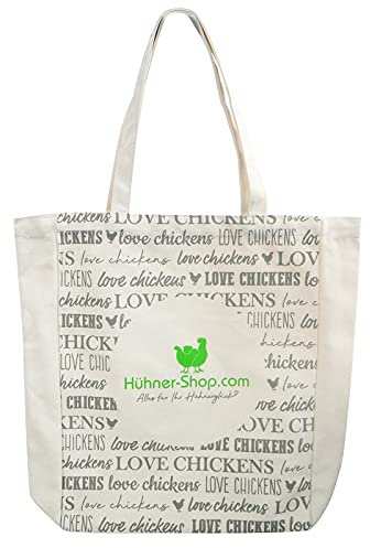 Quailzz Stofftasche Love chickens Hühner-Shop - Einkaufstasche mit Hühnermotiv - Hühner Liebe