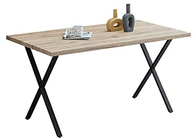 CLIPOP Esstisch Holz, Küchentisch für 4 Personen, 120/140cm Esszimmertisch, rechteckiger Esstisch mit Metallbeinen, für Esszimmer Küche (Natur, 80x140cm)