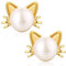 Ohrstecker Gold Katze Ohrringe Stecker Gold Perlenohrringe Silber Katzen Ohrstecker Perle Katzen Schmuck Weihnachts Ohrringe