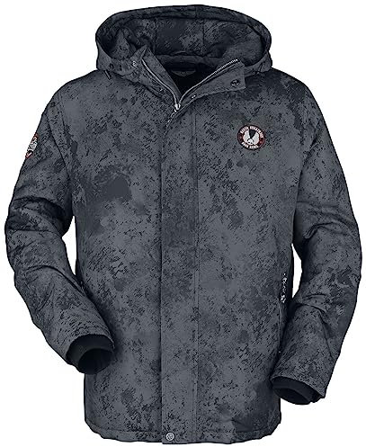 Rock Rebel by EMP Herren schwarze Winterjacke mit Prints und Patch M