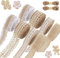 Juteband mit Spitze: 8 Rollen Juteband Natur, Geschenkband Jute mit 2 Stück 20 M Juteseil, Leinwand-Spitzenband mit Weißer Bordüre Stoff für Weihnachten/Hochzeit/Party/Zuhause/Geschenkdekoration