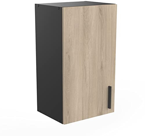 Demeyere Meuble Haut Cuisine-1 Porte-Origan-Fabriqué en France-Garantie 2 Ans, Bois d'ingénierie, KRONBERG/Noir Mat, L 40 x P 30 x H 70 cm