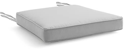 Water Resistant Chair Cushions with Ties for Indoor and Outdoor Use - Patio Furniture Seat Pads with Durable Polyester Fabric - Ideal for Dining, Lawn, Garden, Coffee Shop (44 x 50 x 5cm, Light Grey)