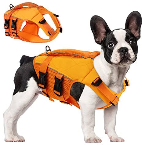 ASENKU Schwimmweste Hund Mittel M,Verstellbar & Ripstop Hundeschwimmweste,Rettungsweste für Hunde mit Griff und Reflektierend, Hunde Schwimmweste für Chihuahua,Dackel,Französische Bulldogge, Labrador