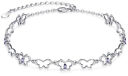 PRAYMOS Schmetterlingsarmband für Frauen 925 Sterling Silber Verstellbares Armband Juni Geburtsstein Schmetterlingsschmuck …
