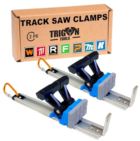 Trigon-Tools Quick Release Track Saw Clamps, 2PK, Blue, Perfect for Woodworking & Construction, 5 Inch Depth, 125 Pounds Tensile Strength
