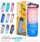 K-MART Sports Water Bottle with Straw and Time Marking, and 32OZ Capacity - Motivational and Eco-Friendly BPA-Free Bottle for Running, Gym, Yoga, Outdoors, and Camping (Style-1, Pink-Blue)