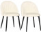 HOMCOM Esszimmerstühle 2er Set Küchenstuhl mit muschelförmiger Rückenlehne, Samtoptik, Sessel Polsterstuhl mit Fußpolster, Stühle, Wohnzimmerstuhl mit Stahlbeine für Esstisch, Cremeweiß