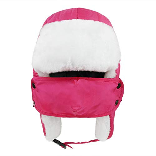 Kinder Winter Fliegermütze Trappermütze Winddicht Warm Wintermütze mit Ohrenklappen Mädchen Schneedichte Trapper Hat Baseball Cap Jungen Schirmmütze für Snowboarden Skaten Radfahren (Rosa, A)