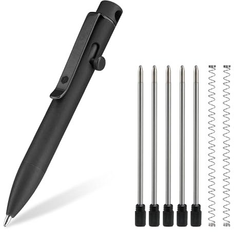 KeyUnity KP04BK Stylo À Bille En Alliage De Titane Avec Pince, Stylo De Poche EDC En Métal Rétractable Pour Un Transport Quotidien