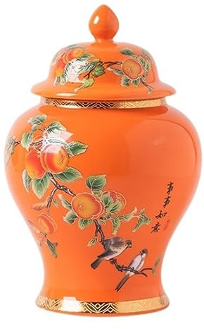 Deko Vase Chinesisches Porzellan-Ingwerglas Mit Deckel, Weiß, Kleine Keramik, Pfirsichglasierte Tempelglas-Vase, Tee-Vorratsdose Mit Dichtungsdeckel, Dekoration Für Wohnzimmer, Schlafzimmer, Regal, Bü
