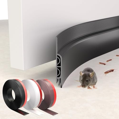 KAYLEINSTER Door Draught Excluder,Self Adhesive Door Sealing Strip for Noise Proof and Energy Saving,Weather Stripping Soundproof,Draught Excluder Tape,Bottom Seal Strip Draft Stopper(1m,Black)