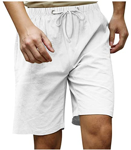 Shorts et Bermudas Homme Sport Vintage Casual Short de Travail Ete Pas Cher Grande Taille Short de Sport Homme 2024 Extérieur Marque Fete des Peres Pâques Boardshort Plage Mode 01 Blanc 4XL