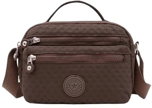 FAVORTALK Umhängetasche Damen Mittelgroß Handytasche Crossbody Tasche zum Umhängen Arbeitstasche mit Verstellbarer Schultergurt Braun B02811