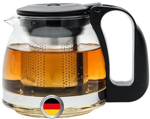 spar-home® Premium Teekanne Glas - Hitzebeständig Glaskanne mit Deckel Teekanne mit Siebeinsatz Kaffeekanne mit Edelstahl Filter Sieb Tea Maker Teekanne mit Sieb Tee Kanne Aus Glas (700ml)