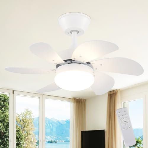 Homefire Ventilatore a soffitto con telecomando Silenzioso - Luce a soffitto Luce a soffitto temporizzata Ventilatore a soffitto Estate/Inverno Camera da letto Sala da pranzo/bianco