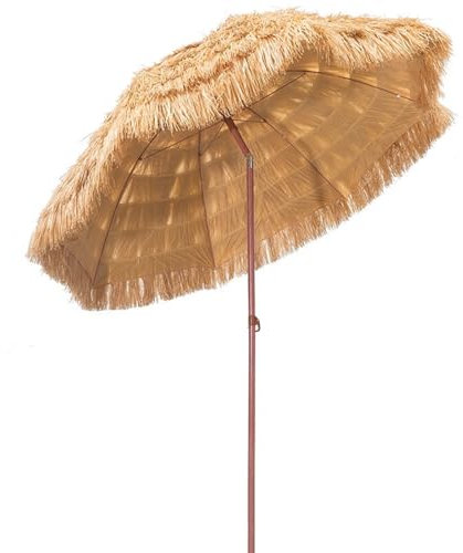 Parasol en Paille de Plastique, φ2.4m Parasol exotique paille, 2.1m de Haut, Parasol de Plage en Paille de riz pliable, idéal pour Jardin, Balcon, Terrasse