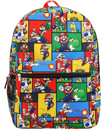 Super Mario Brothers Allover-Print 45,7 cm Rucksack, Super Mario Aop, OSFA, Benutzerdefiniert