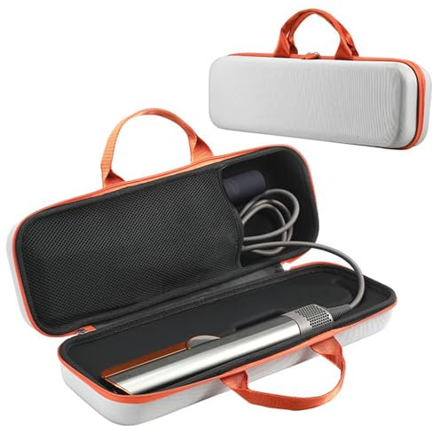 Hard Travel Case Storage Bag Compatible for Dyson Airstrait Hair Dryer Hair Straightener & Accessories Portable Protective Carry Case (Gray+Orange)